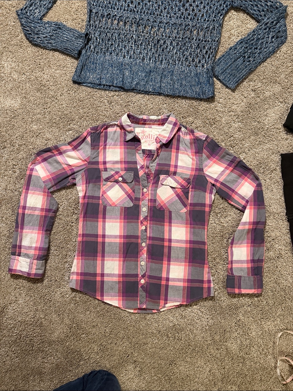 Nollie Pink and Purple Plaid Button-Down Shirt